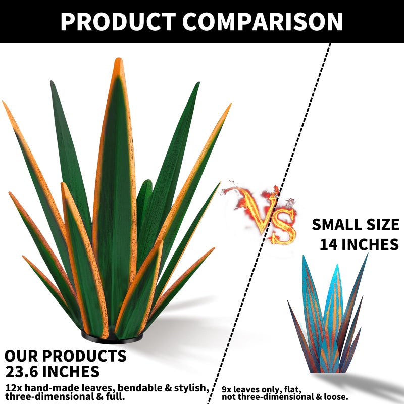 KODIBO Large Tequila Rustic Sculpture, Rustic Metal Plants for Outdoor Patio Yard, Home Decor Hand Painted Agave Garden Statue, Outdoor Lawn Ornaments Yard Stakes (Dark Green - L) - Image 4