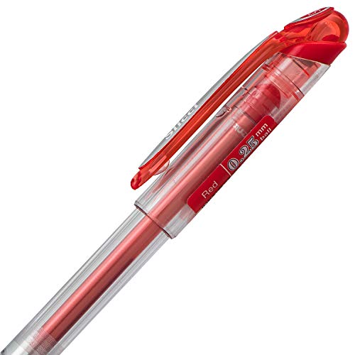 Pentel قلم جل بنتل آرتس سليكسي 0.25 مم فائق الدقة، حبر أحمر، علبة من 12 (BG202-B) - Image 4