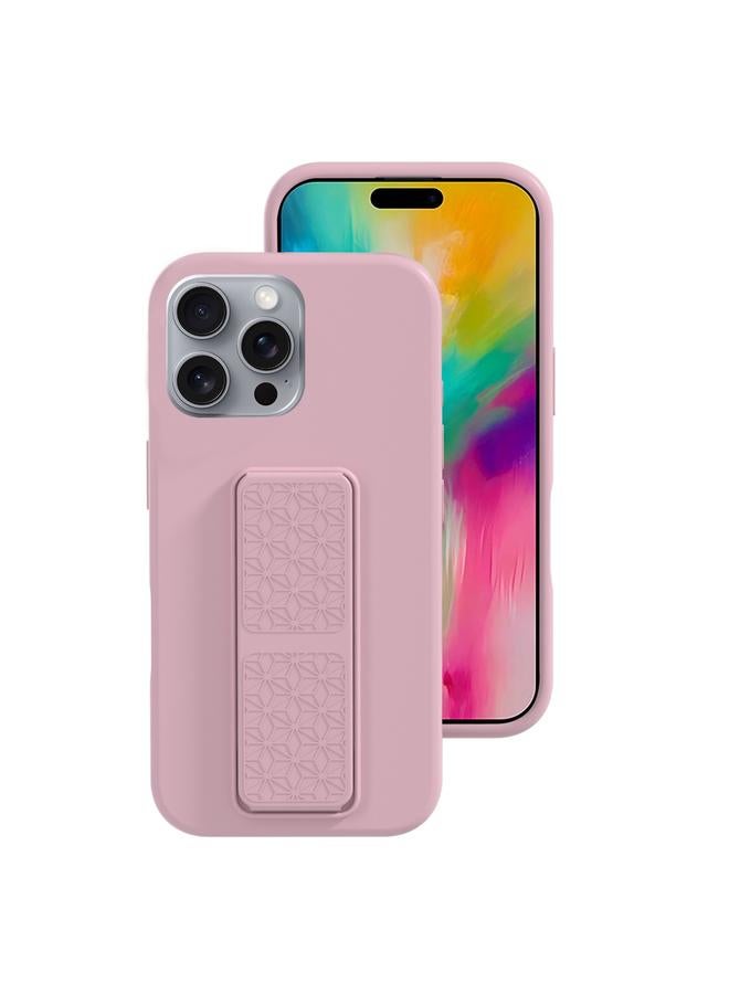 For iPhone 16 Pro Max Liquid Silicone Holder Phone Case(Sand Pink)
