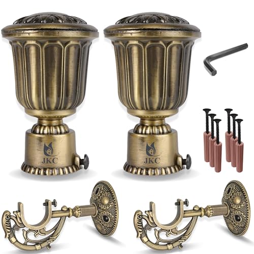 JKC Zinc Alloy Royal Antique Curtain Brackets and Holders, Curtain Holders for Wall, Curtain Brackets, Curtain Holder, Curtain Rod Holder - Brackets 2 Holders 2 - Image 1