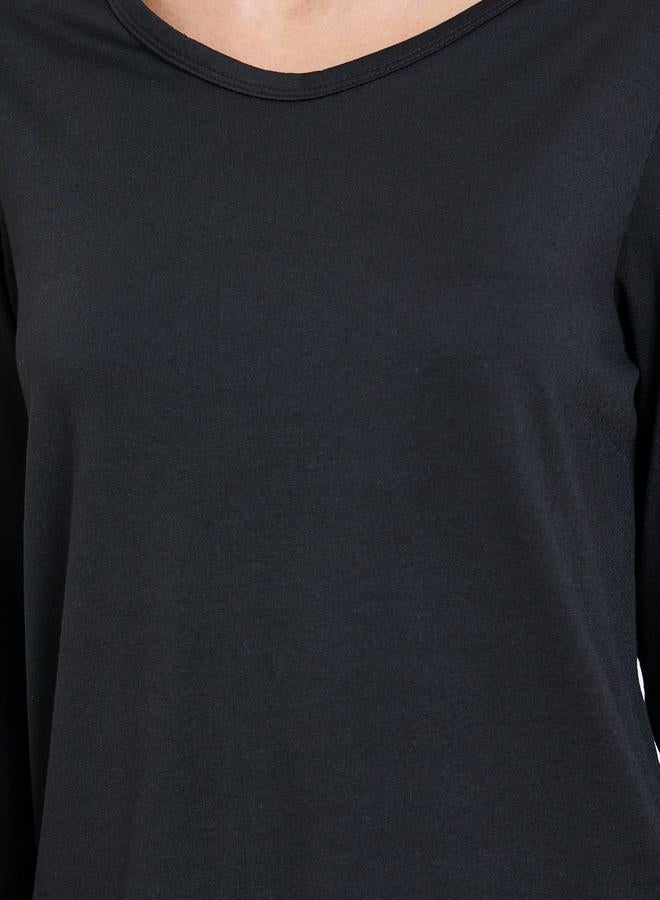 Styli Solid Long Sleeve T-Shirt and Checked Pyjama Set - Image 3