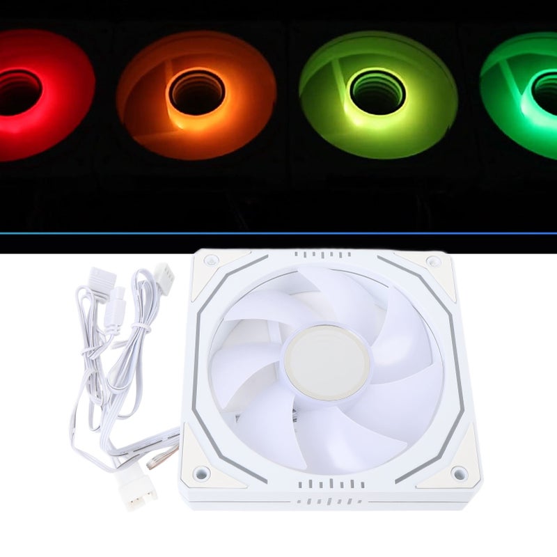 CPU Cooling Fan 120mm 3 Pin ARGB PWM Control 800 to 1800RPM LED Light Computer Cooler Fan for Computer Case White Forward Blades - Image 1