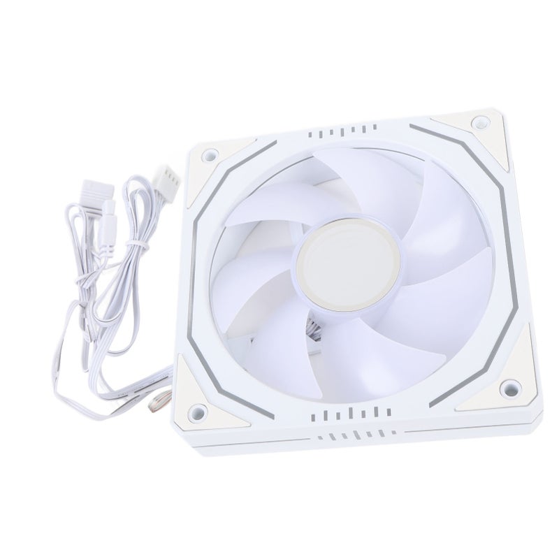 CPU Cooling Fan 120mm 3 Pin ARGB PWM Control 800 to 1800RPM LED Light Computer Cooler Fan for Computer Case White Forward Blades - Image 2
