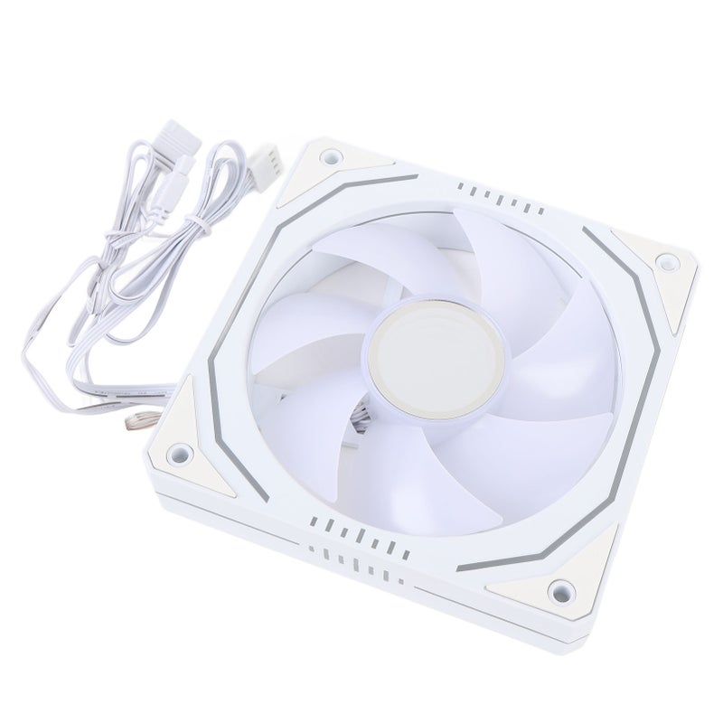 CPU Cooling Fan 120mm 3 Pin ARGB PWM Control 800 to 1800RPM LED Light Computer Cooler Fan for Computer Case White Forward Blades - Image 4