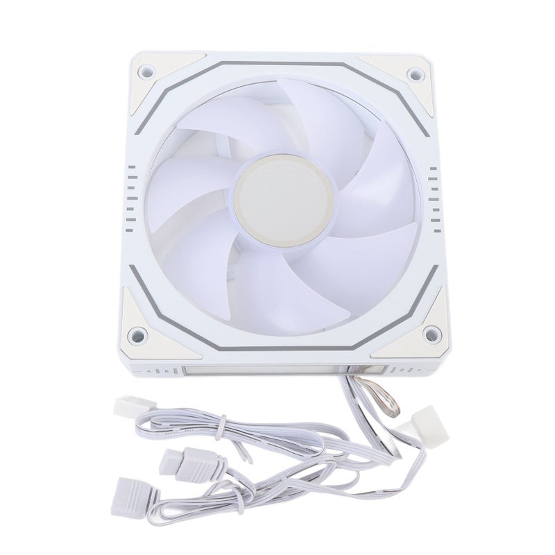 CPU Cooling Fan 120mm 3 Pin ARGB PWM Control 800 to 1800RPM LED Light Computer Cooler Fan for Computer Case White Forward Blades - Image 3