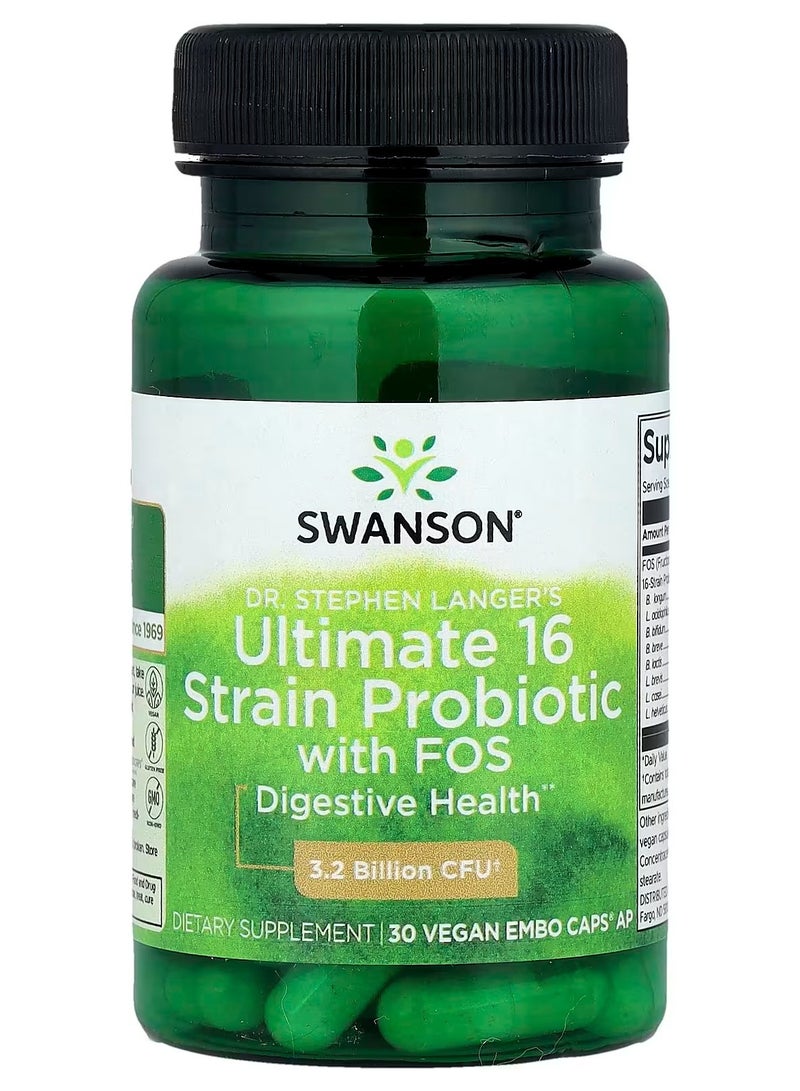 Swanson, Dr. Stephen Langer's Ultimate 16 Strain Probiotic with FOS, 30 Vegan EMBO Caps® AP