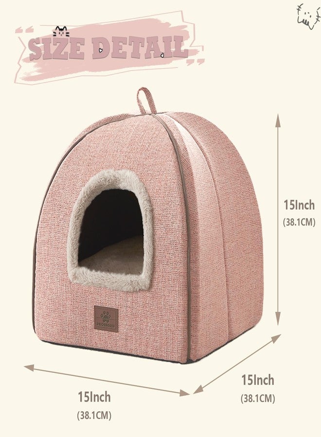 WINDRACING Cat Bed for Indoor Cats - Cat House Cats Tent with Removable Washable Cushioned Pillow, Soft and Self Kitten beds,for Small and Medium Pet Bed, Pink - Image 5