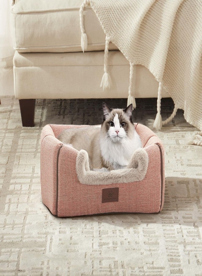 WINDRACING Cat Bed for Indoor Cats - Cat House Cats Tent with Removable Washable Cushioned Pillow, Soft and Self Kitten beds,for Small and Medium Pet Bed, Pink - Image 2