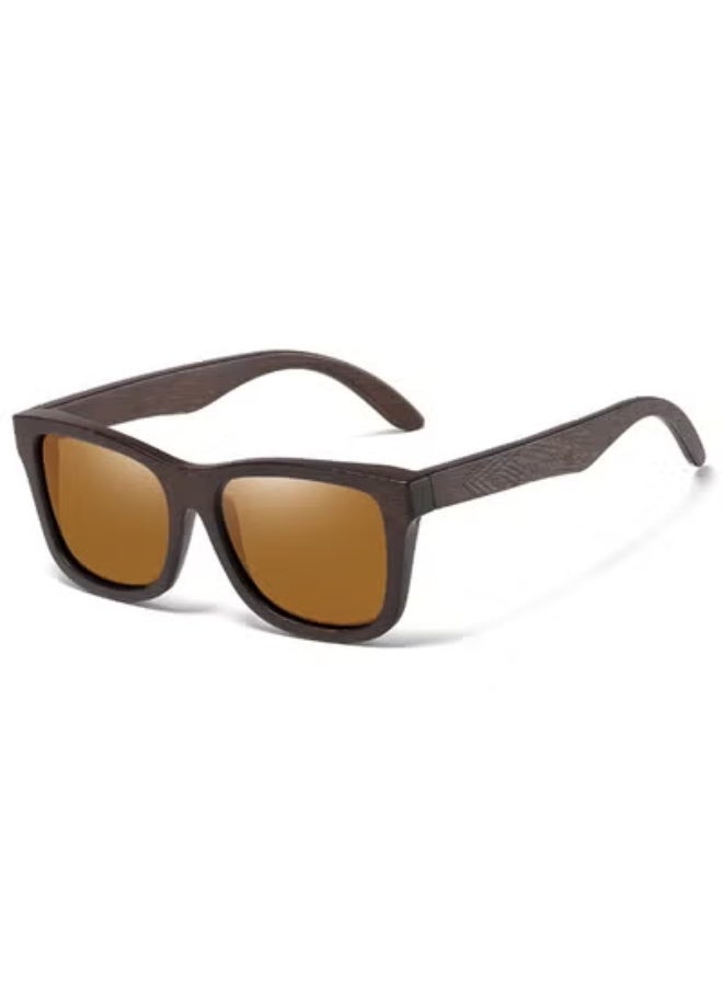 Wood Bamboo Polarized Sunglasses for Men Women, UV400 Protection with Patterned Temples & Spring Hinge - Image 2