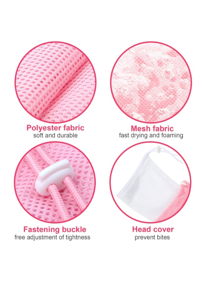 BAZARU Cat Grooming & Bathing Bag – Anti-Scratch Breathable Mesh for Safe Nail Trimming, Ear Cleaning, Medicine Care, 5 Adjustable Drawstrings, Universal Fit for Cats (Pink) - Image 3