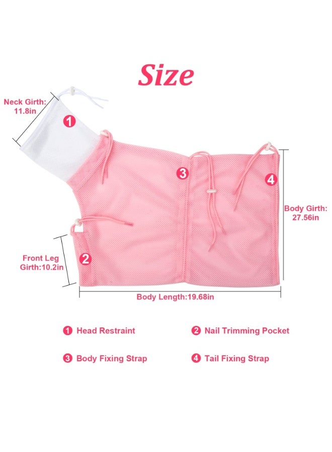 BAZARU Cat Grooming & Bathing Bag – Anti-Scratch Breathable Mesh for Safe Nail Trimming, Ear Cleaning, Medicine Care, 5 Adjustable Drawstrings, Universal Fit for Cats (Pink) - Image 2