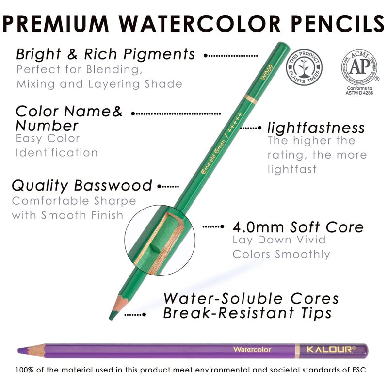 KALOUR Watercolor Pencils, 120 Colors, Blendable Wet or Dry, Water-Soluble Colored Pencils for Artists and Beginners - Image 3