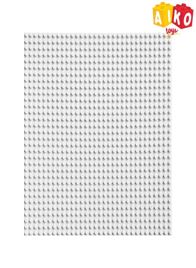 AIKO Classic White Base Plate – 32 x 32 Studs (10" x 10") | Durable ABS Plastic Building Base | Sturdy Foundation for Construction Play | Compatible with Major Block Brands | Ideal Gift for Kids 4+ - Image 2