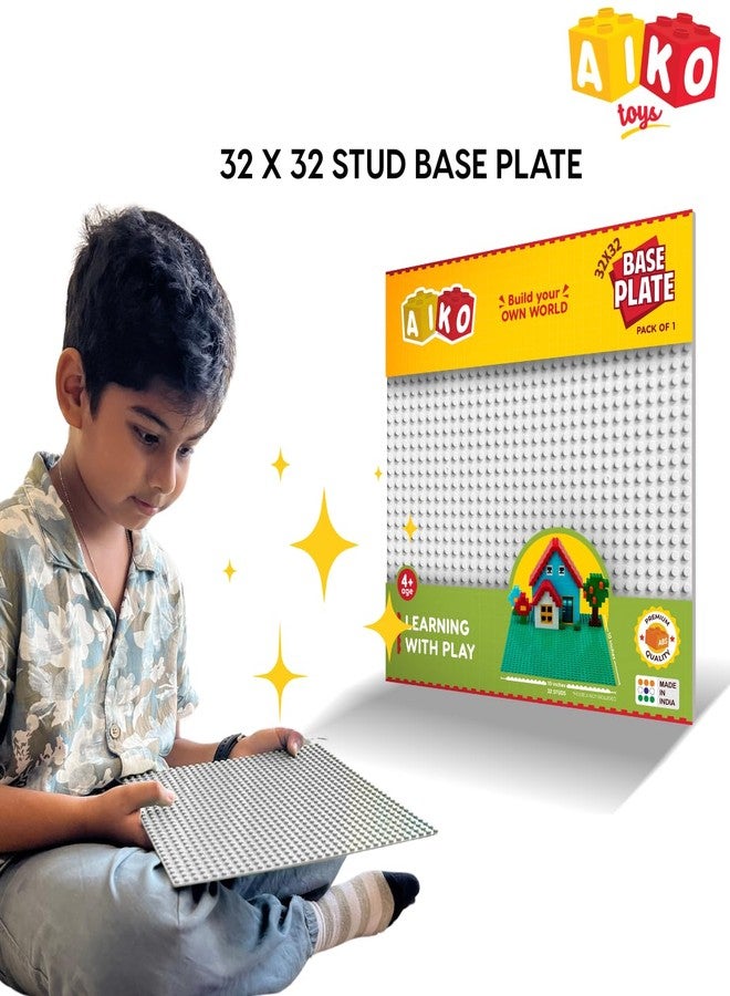 AIKO Classic White Base Plate – 32 x 32 Studs (10" x 10") | Durable ABS Plastic Building Base | Sturdy Foundation for Construction Play | Compatible with Major Block Brands | Ideal Gift for Kids 4+ - Image 3