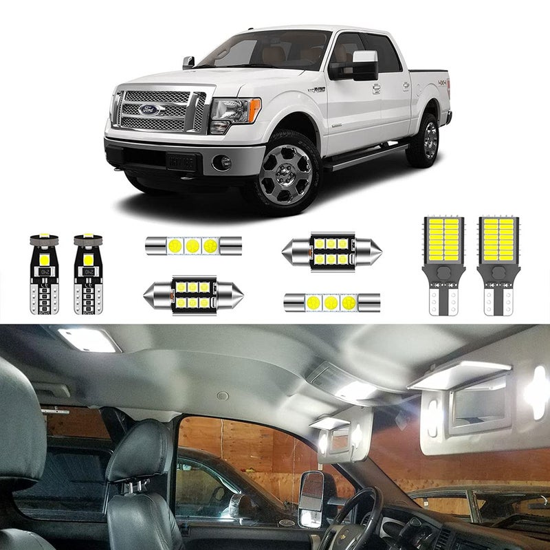 LIGHSTA 9PCS Super Bright White LED Interior Light Kit Package for Ford F150 2009 2010 2011 2012 2013 2014 + Cargo Lights + License Plate Lights and Install Tool - Image 1
