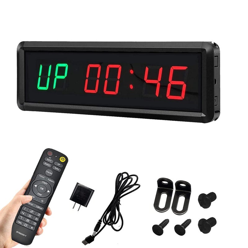 BTBSIGN BTBSIGN LED Interval Timer Count DownUp Clock Stopwatch with Remote for Home Gym Fitness Green 