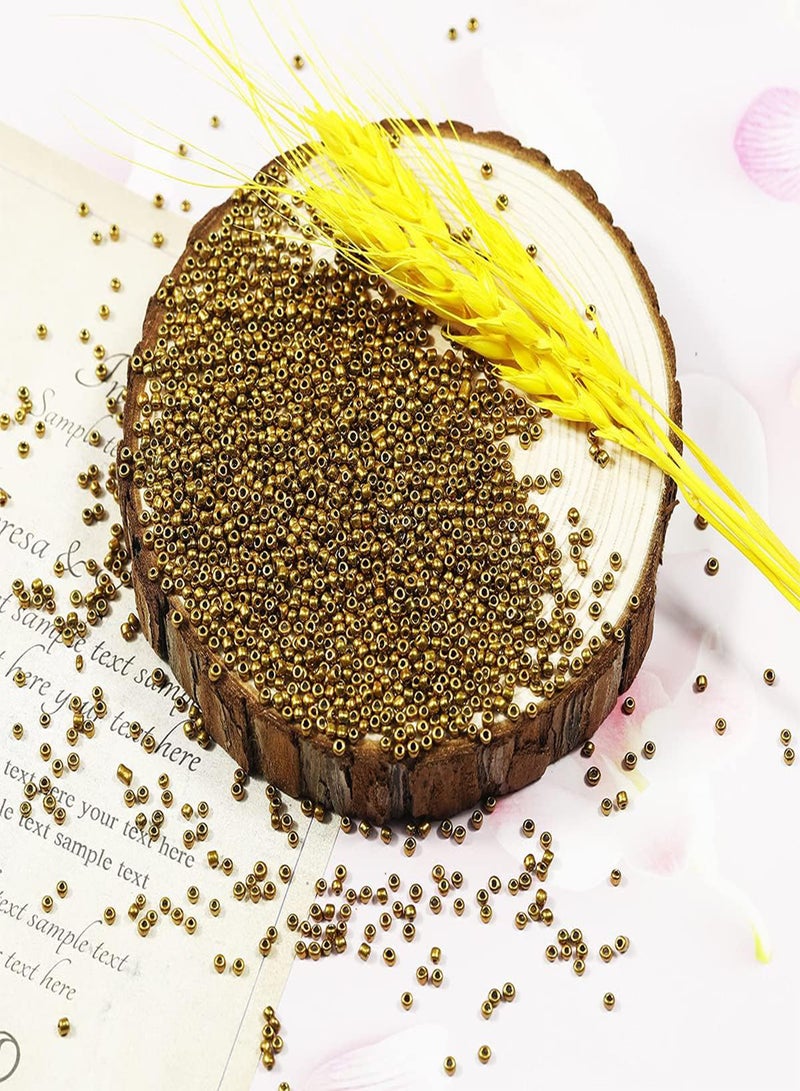 GGOOT Bulk 2mm Golden Seed Beads for Jewelry Making 110 Grams About 980pcs,12/0 Glass Craft Beads for Making Earrings, Bracelets, Pendants, Waist Jewelry, DIY Handmade Seed Beads  - Image 2