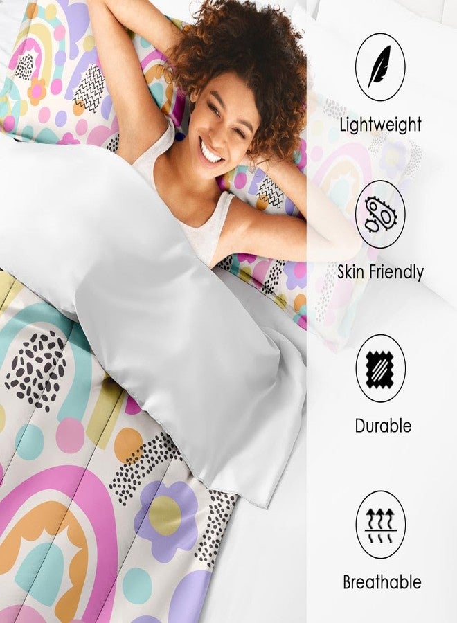 Nesphy Rainbow Daisy Flower Full Comforter Set, Floral Retro Bedding Set 3 Piece, All Season Soft Toddlers Children Adults Bedroom Bed Decoration Comforter and 2 Pillow Shams - Image 5