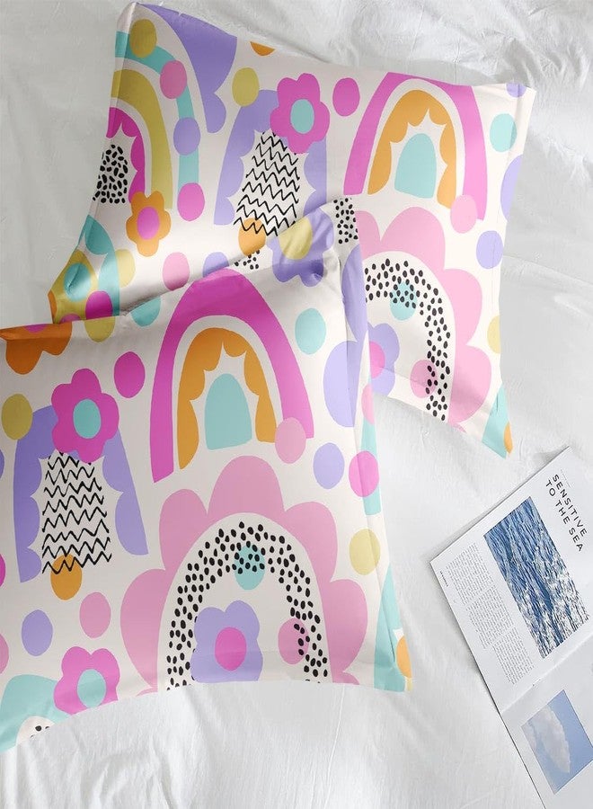 Nesphy Rainbow Daisy Flower Full Comforter Set, Floral Retro Bedding Set 3 Piece, All Season Soft Toddlers Children Adults Bedroom Bed Decoration Comforter and 2 Pillow Shams - Image 4