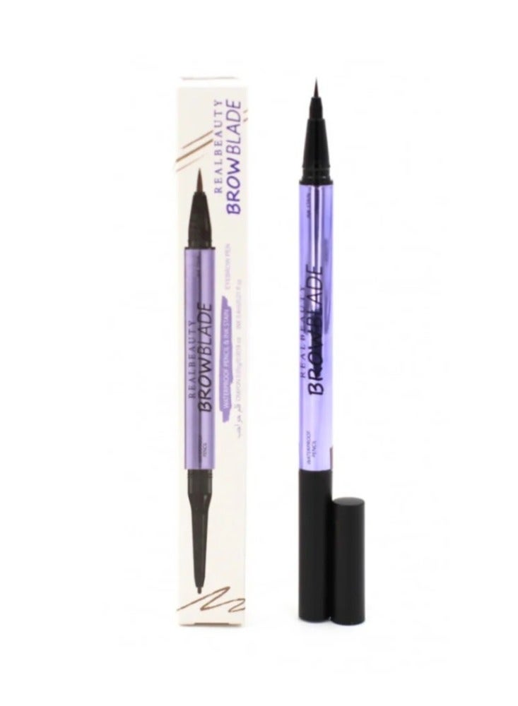 قلم تحديد الحواجب مع حبر مقاوم للماء بني غامق