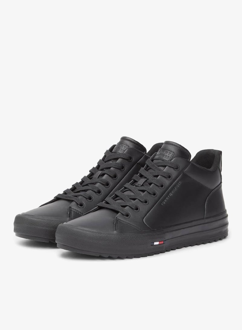 TOMMY HILFIGER Leather Harlem Street Mid Rise Sneakers - Image 3