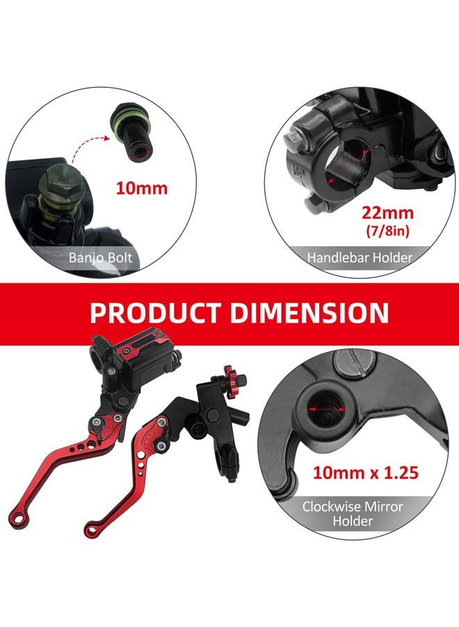 JAVIK Updated Universal Bike Brake Master Cylinder Clutch Lever Set for 7/8" 22mm Handlebar Compatible with Motorcycle Honda Kawasaki Suzuki Yamaha - Black (Including Left & Right) - Image 4