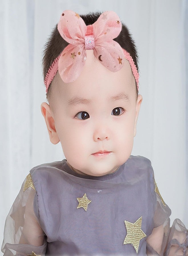 SYGA 3 Pcs Baby Girl Headband Soft Flower Bow Strechable Hairband Suitable For Newborns, Infants, Toddlers and Kids 0-3 Years(Color - 1011) - Image 2