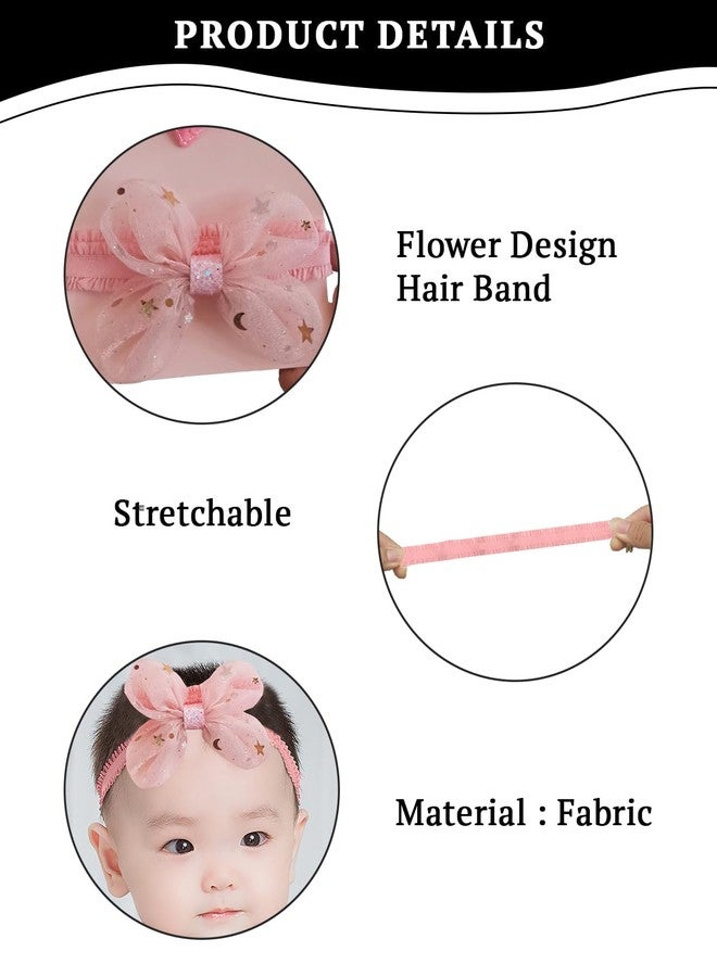 SYGA 3 Pcs Baby Girl Headband Soft Flower Bow Strechable Hairband Suitable For Newborns, Infants, Toddlers and Kids 0-3 Years(Color - 1011) - Image 3