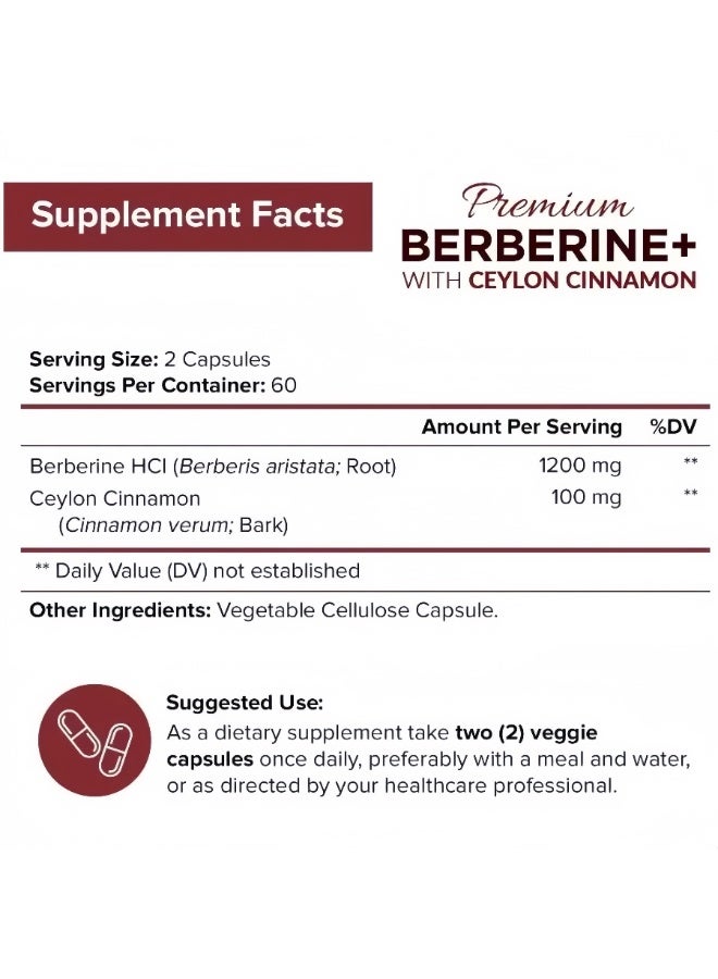 بريميم قسط بربارين HCL 1200 ملغ - 120 كبسولة تحتوي على 100 ملغ قرفة سيلان لكل وجبة - مكمل جذر بربارين HCL - يقوي جهاز المناعة - ينتج حمض الهيدروكلوريك الأمثل بنسبة 8٪ - ينشط مفتاح التمثيل الغذائي الرئيسي AMPK - يدعم صحة القلب والأوعية الدموية والمعرفية - نباتي، غير معدّل وراثيًا - Image 4