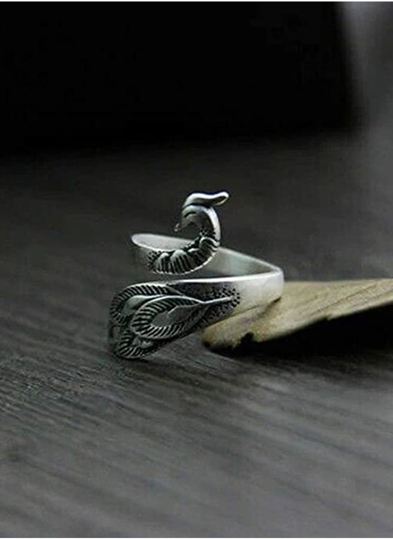 Y&D - Faster Knitting Crocheting, Adjustable Loop Crochet Accessories, Hand-Made Silver-Plated Copper Rings, Advanced Peacock Ring, Yarn Guide Finger Holder Thimble - Image 1