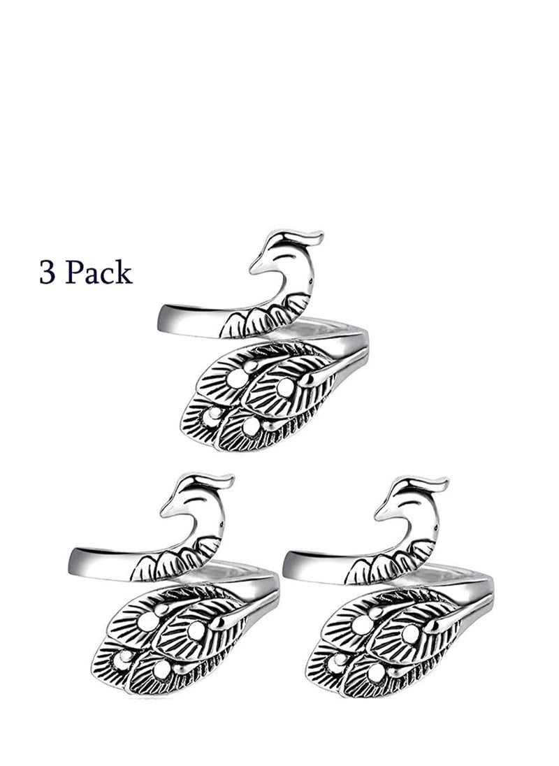 Y&D - Faster Knitting Crocheting, Adjustable Loop Crochet Accessories, Hand-Made Silver-Plated Copper Rings, Advanced Peacock Ring, Yarn Guide Finger Holder Thimble - Image 1