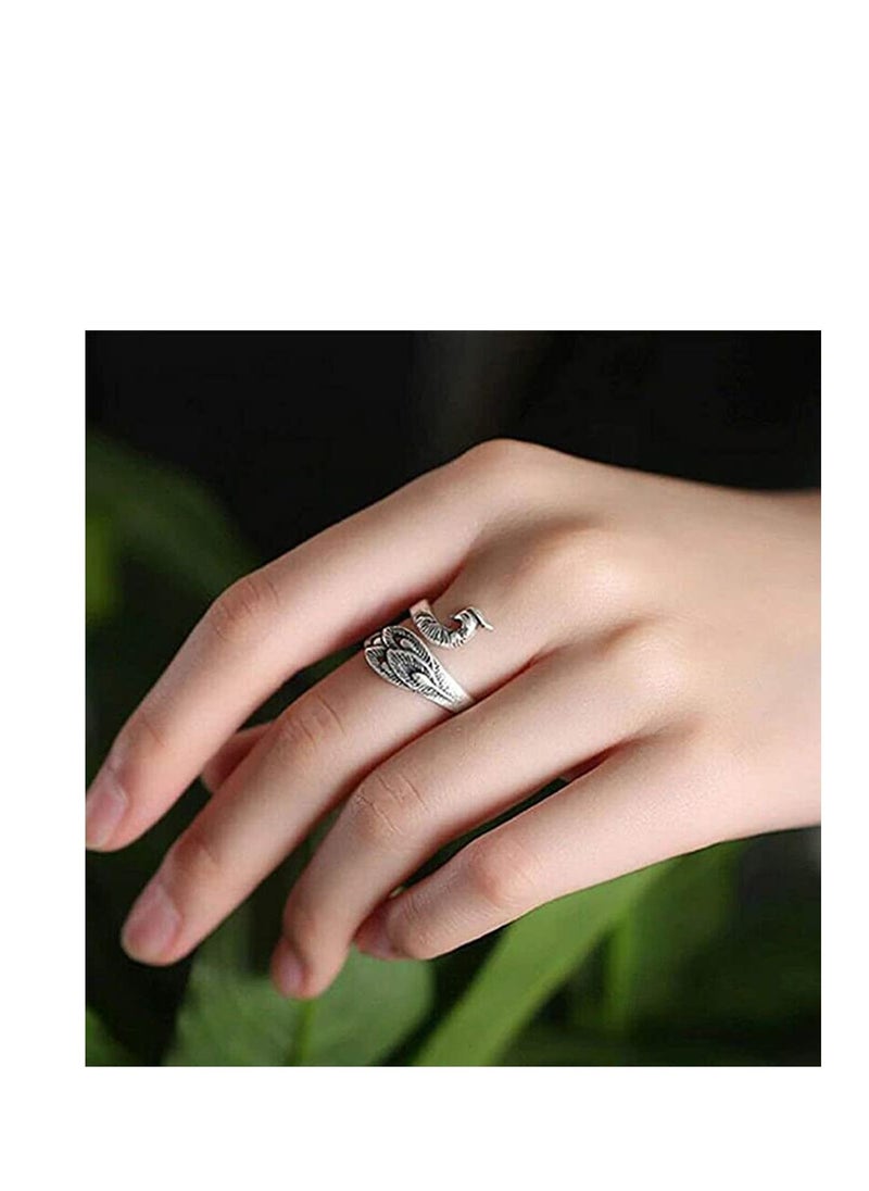 Y&D - Faster Knitting Crocheting, Adjustable Loop Crochet Accessories, Hand-Made Silver-Plated Copper Rings, Advanced Peacock Ring, Yarn Guide Finger Holder Thimble - Image 1