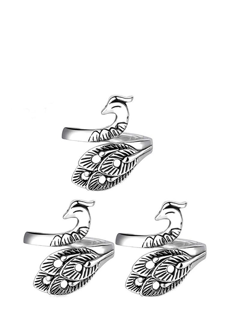 Y&D - Faster Knitting Crocheting, Adjustable Loop Crochet Accessories, Hand-Made Silver-Plated Copper Rings, Advanced Peacock Ring, Yarn Guide Finger Holder Thimble - Image 1