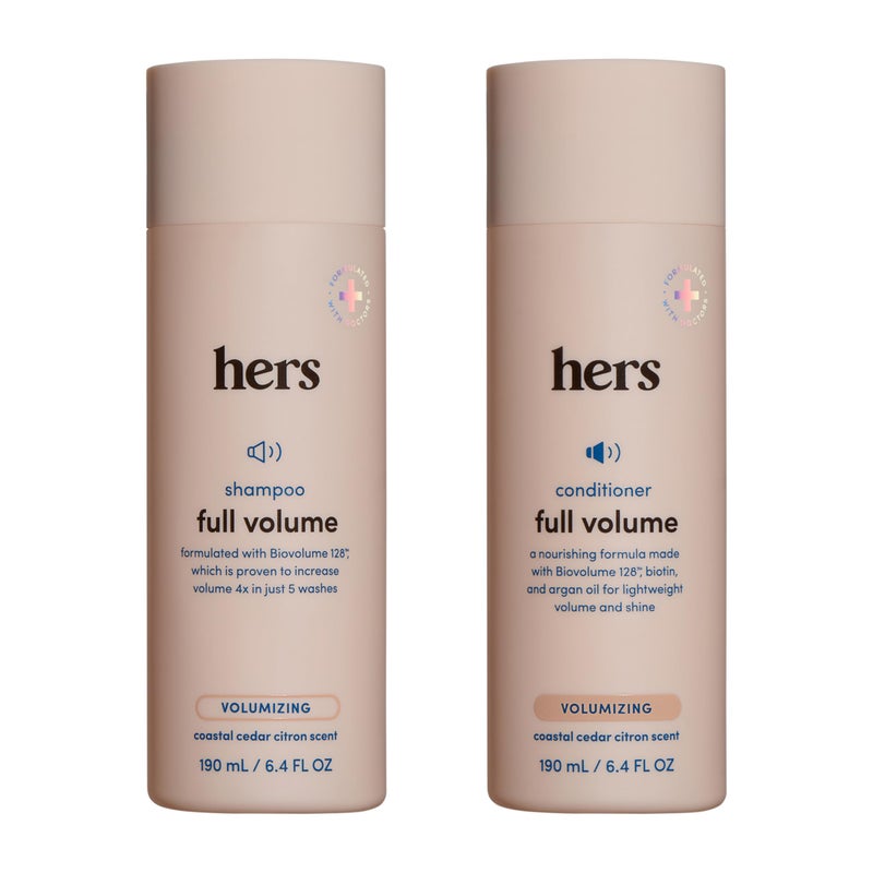 hers Full Volume Shampoo & Conditioner Set - Volumizing Shampoo and Conditioner for Women with Biotin - Adds Lightweight Volume, Shine & Bounce - Coastal Cedar Citron - 2 x 6.4 fl oz - Image 1