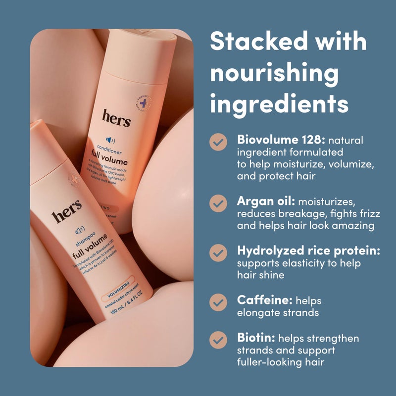 hers Full Volume Shampoo & Conditioner Set - Volumizing Shampoo and Conditioner for Women with Biotin - Adds Lightweight Volume, Shine & Bounce - Coastal Cedar Citron - 2 x 6.4 fl oz - Image 4