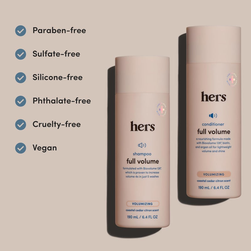 hers Full Volume Shampoo & Conditioner Set - Volumizing Shampoo and Conditioner for Women with Biotin - Adds Lightweight Volume, Shine & Bounce - Coastal Cedar Citron - 2 x 6.4 fl oz - Image 5