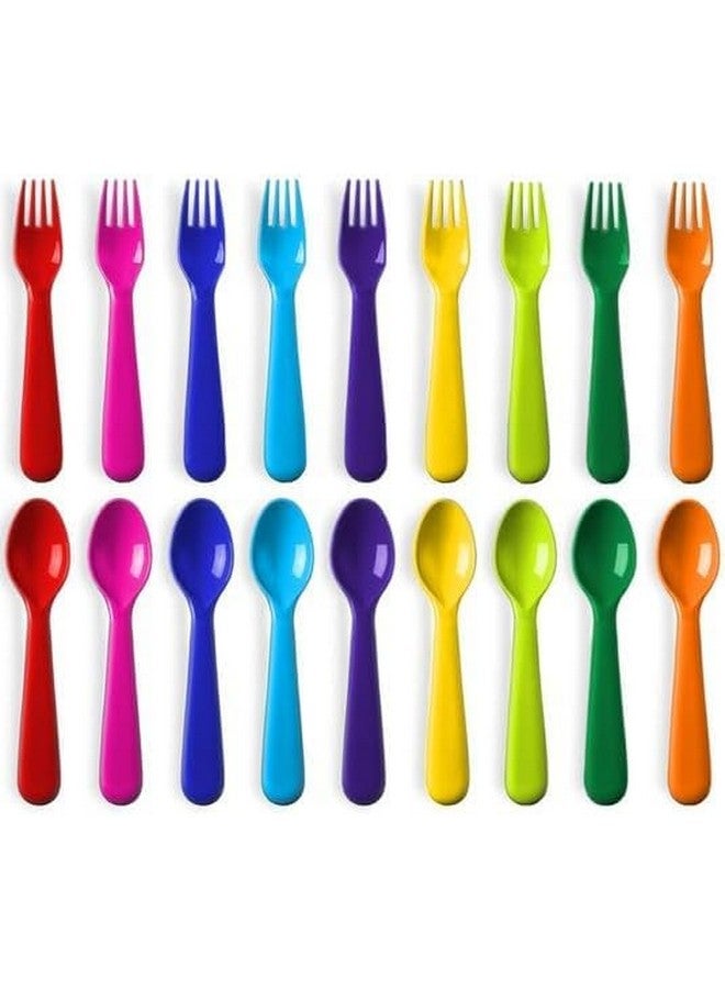 PLASKIDY مجموعة أدوات الطعام للأطفال من بلاسكيدي مكونة من 18 قطعة من أدوات الطعام البلاستيكية للأطفال - خالية من BPA / آمنة للغسالة الأطباق مجموعة أدوات الطعام للأطفال بألوان زاهية مجموعة أدوات المائدة الآمنة للأطفال - Image 1