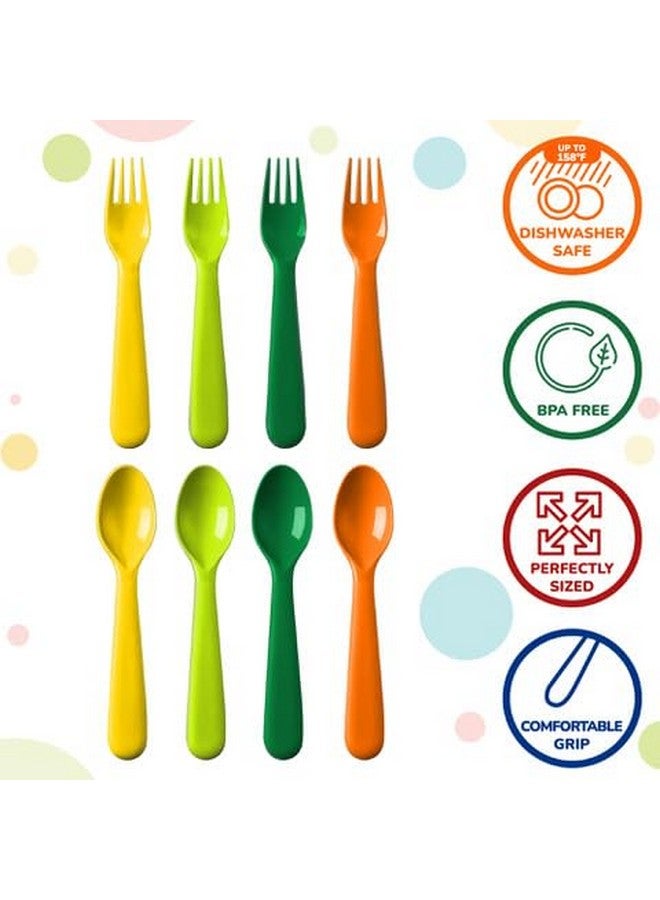 PLASKIDY مجموعة أدوات الطعام للأطفال من بلاسكيدي مكونة من 18 قطعة من أدوات الطعام البلاستيكية للأطفال - خالية من BPA / آمنة للغسالة الأطباق مجموعة أدوات الطعام للأطفال بألوان زاهية مجموعة أدوات المائدة الآمنة للأطفال - Image 2