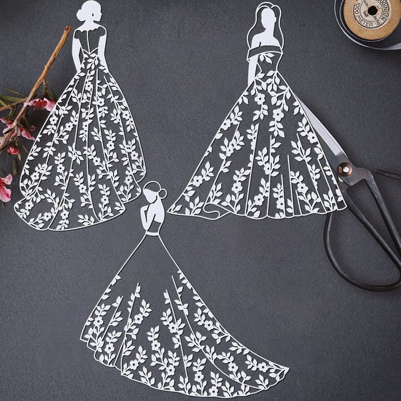 3 Pieces Beautiful Girls Weeding Dies for Card Making DIY Scrapbooking Bride Metal Cutting Dies for Paper Crafting Handmade Crafts Scrapbooking Supplies Scrapbook Photo Album Decor Metal Die Cuts