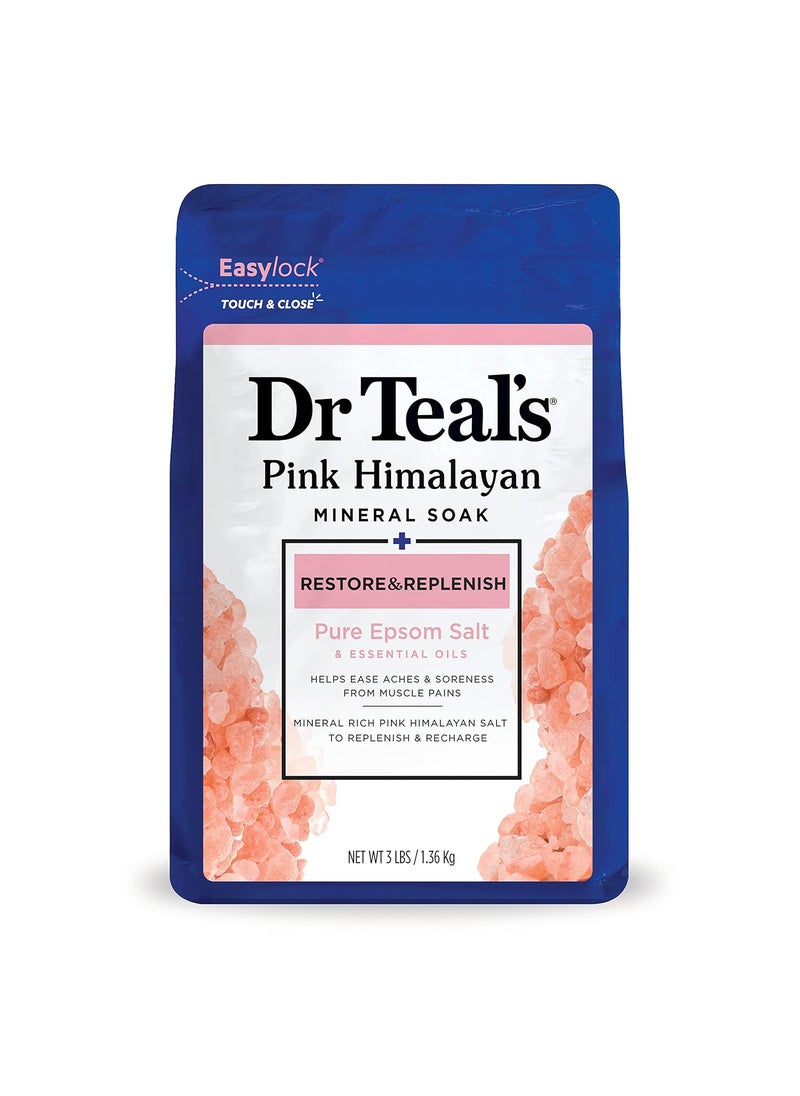 Dr Teal's - Dr Teals Epsom Salt Magnesium Soak Restore  Replenish with Pink Himalayan Mineral 3 lbs - Image 1
