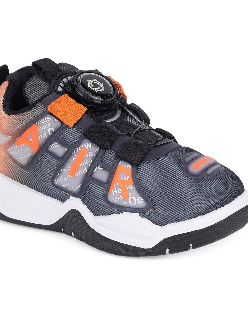 CUHO TRENDS Kids Spinner Sneakers| Spinner Design | Soft Sole Casual Shoes (Orange) - Image 4
