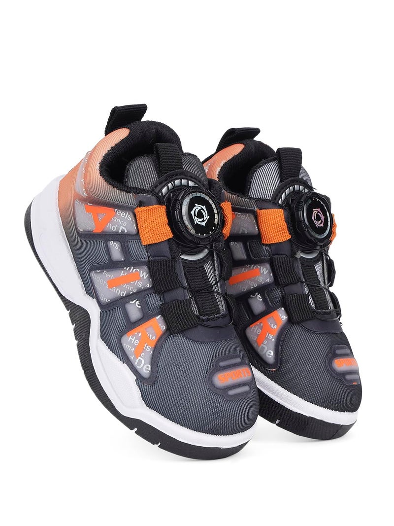 CUHO TRENDS Kids Spinner Sneakers| Spinner Design | Soft Sole Casual Shoes (Orange) - Image 1