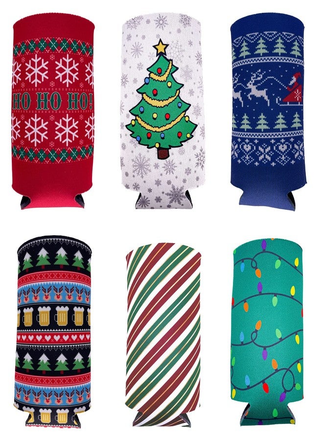 Coolie Junction Christmas Holiday Pattern Slim Can Coolie Variety 6 Party Pack - Image 2