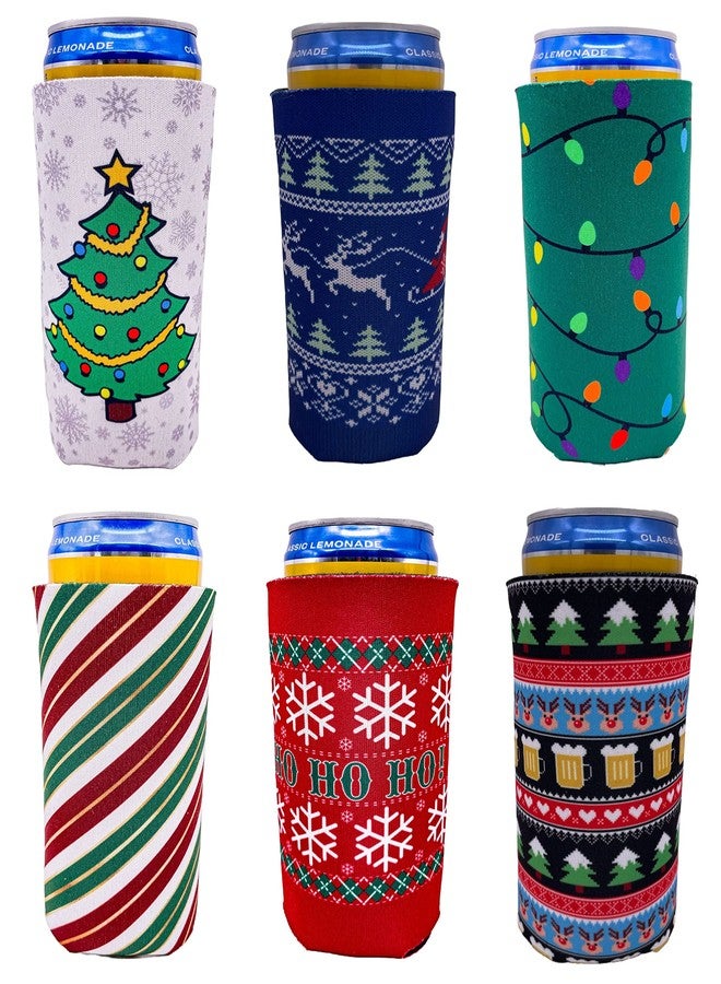 Coolie Junction Christmas Holiday Pattern Slim Can Coolie Variety 6 Party Pack - Image 1