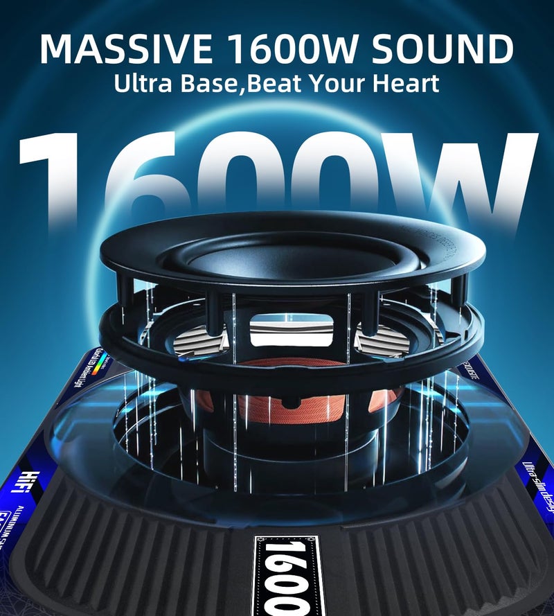 TZGBASS 1600W سوب ووفر نحيف تحت المقعد وحزمة مضخم الصوت، سوب ووفر سيارة مزود بمضخم صوت من الفئة D مدمج، ضوء متزامن مع الإيقاع RGB، صوت جهير عميق تحت الصوت، سوب ووفر تحت المقعد للشاحنة SUV سيدان - Image 2