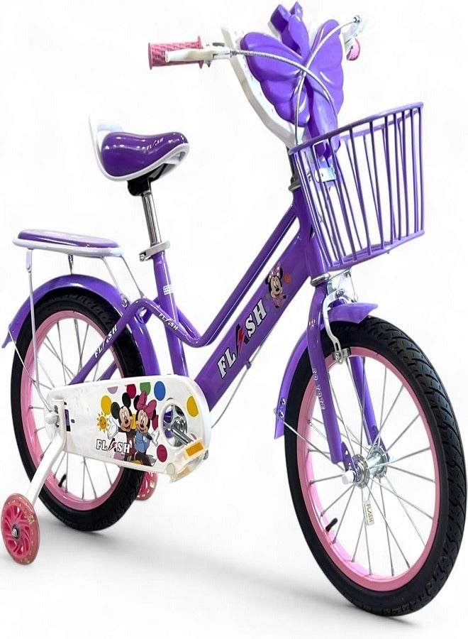 فلاش دراجة اطفال بناتي صوت و ضوء LED من فلاش لون موف مقاس 16 من 5 سنوات ل8 سنه - الوكيل الرسمية في مصر المنتج GTG TOYS - Image 1