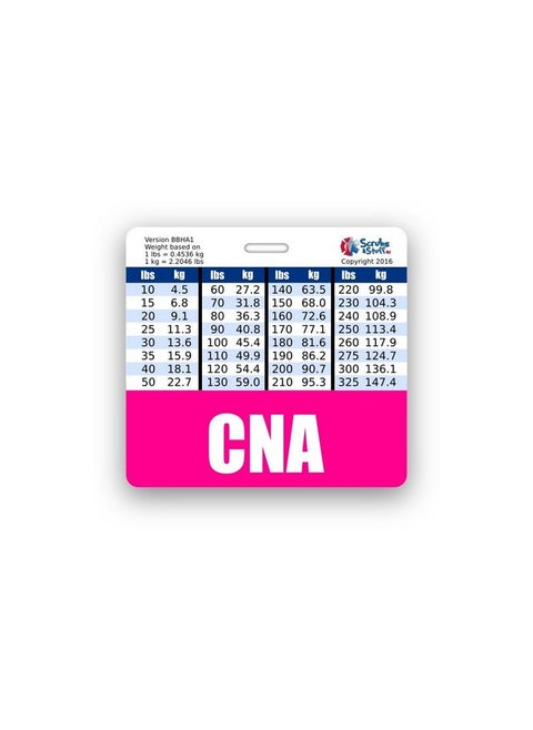 Cna Badge Buddy Horizontal W/Height & Weight Conversion Charts (Pink)