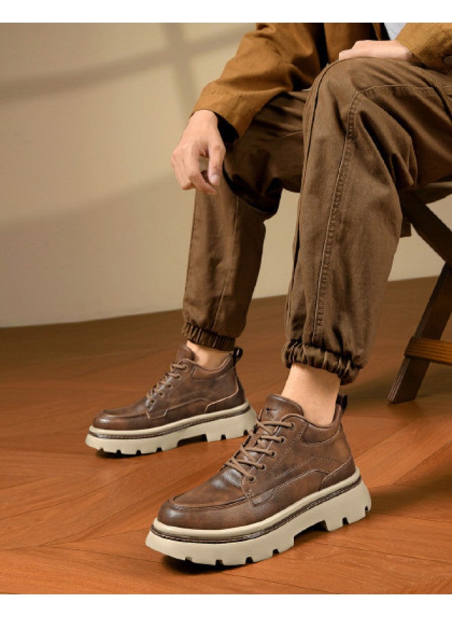 Septwolves Platform Work Boots】25-year Work Boots For Men, Stylish Retro Outdoor Casual Boots With Thick Sole Height Increase Martin Boots - Image 1