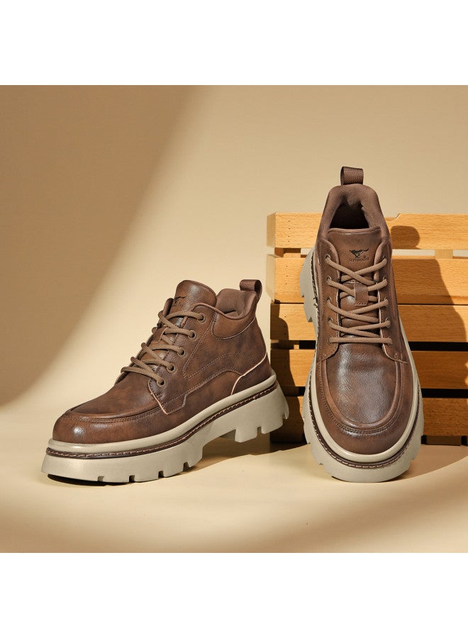 Septwolves Platform Work Boots】25-year Work Boots For Men, Stylish Retro Outdoor Casual Boots With Thick Sole Height Increase Martin Boots - Image 3