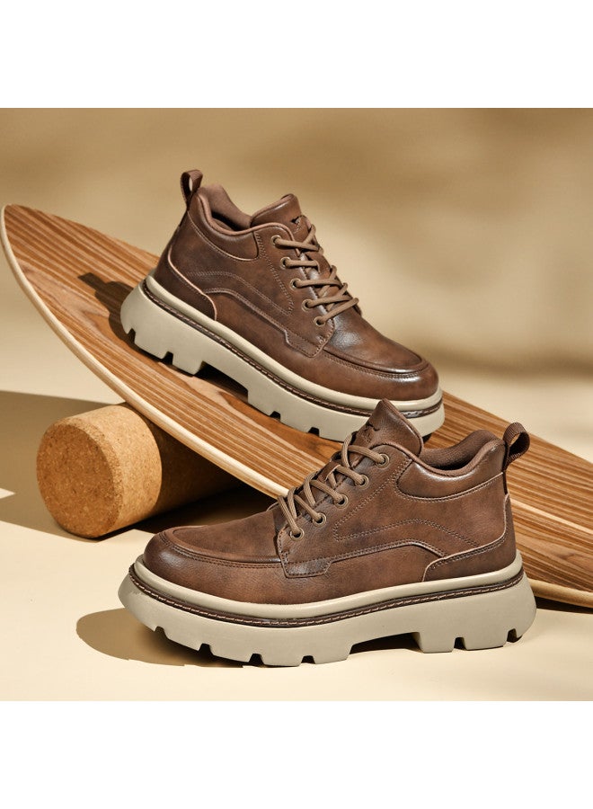 Septwolves Platform Work Boots】25-year Work Boots For Men, Stylish Retro Outdoor Casual Boots With Thick Sole Height Increase Martin Boots - Image 2